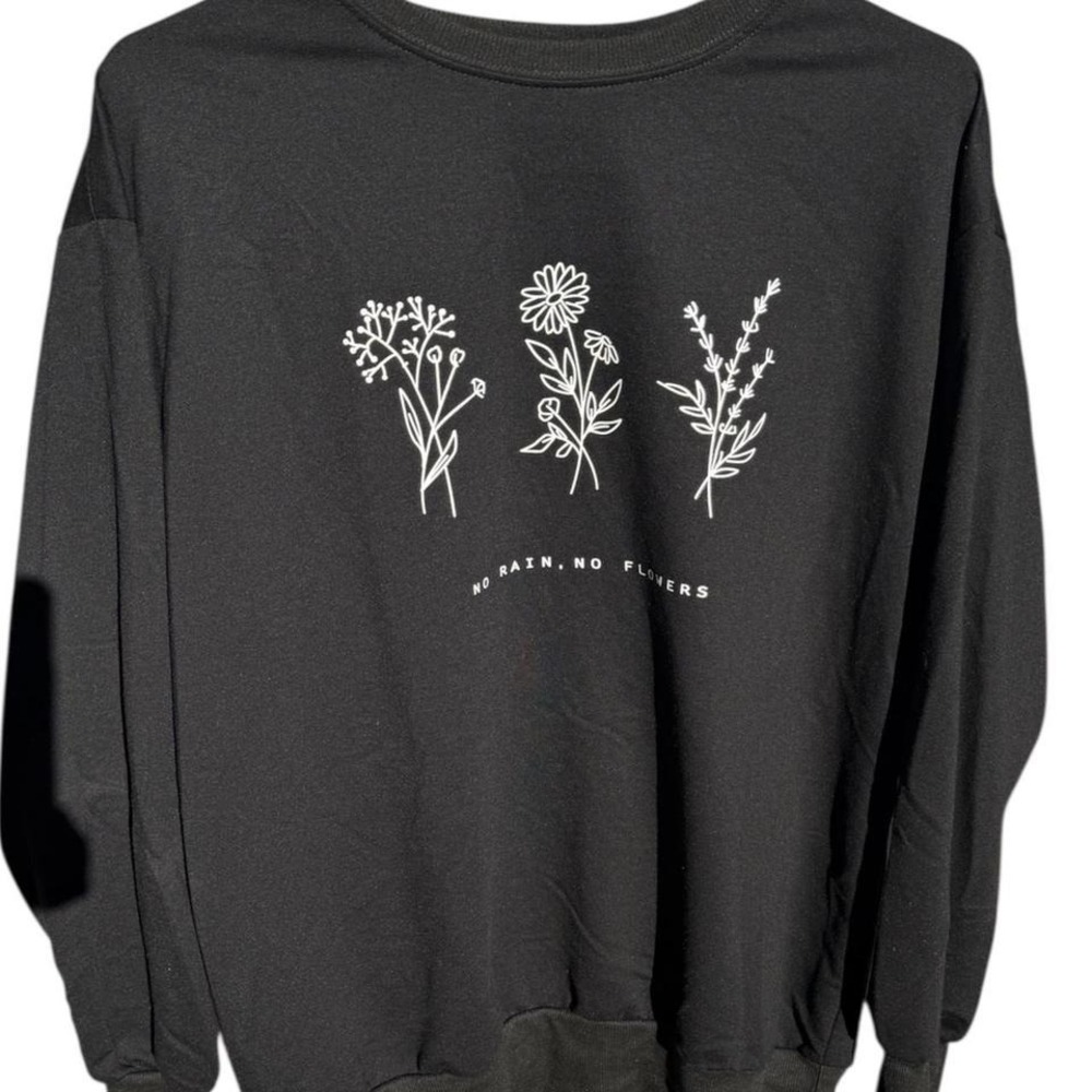 Black Graphic crewneck "No Rain No Flowers" Size L